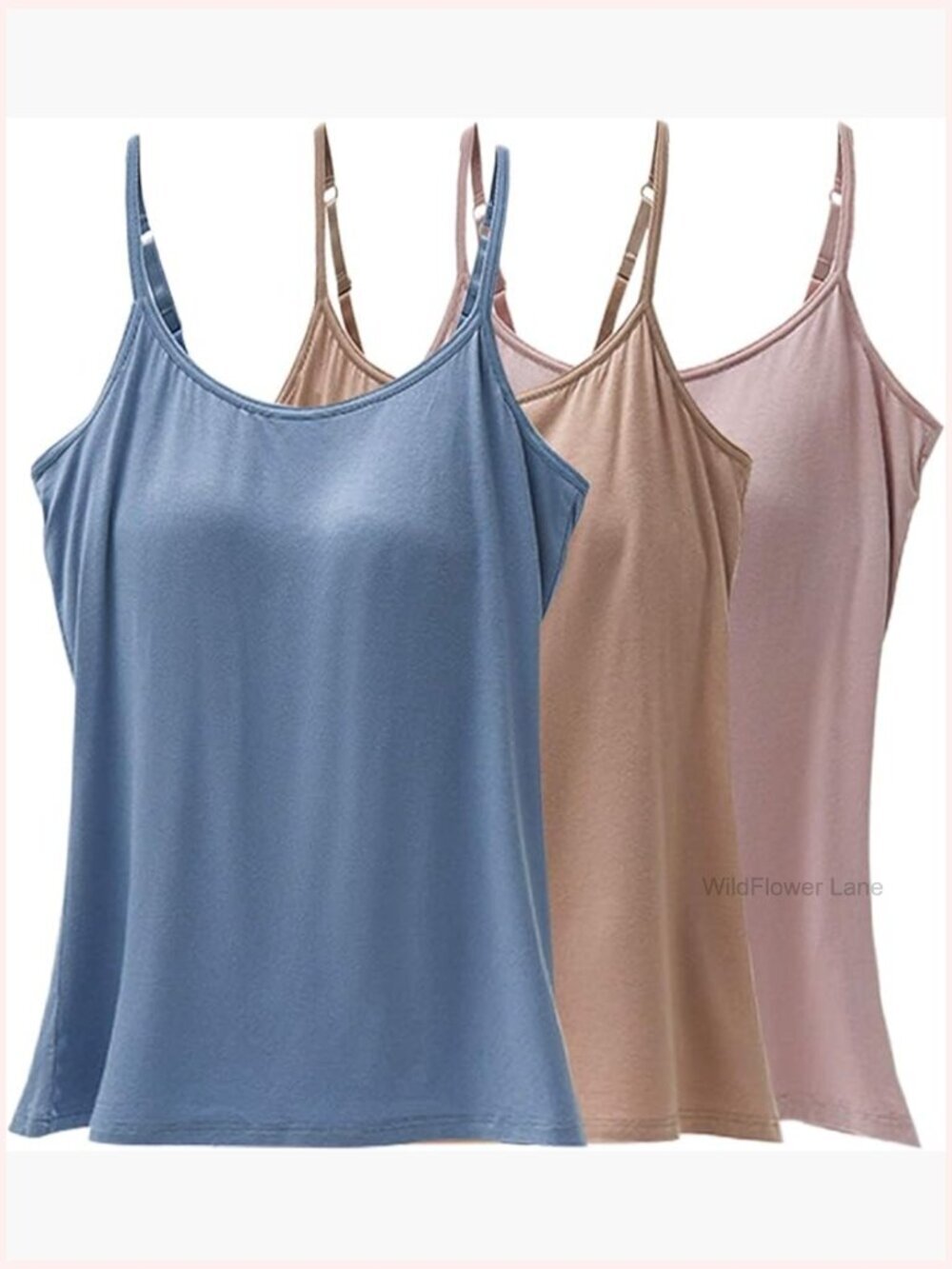 Camisole with Built-in Bra Cup Padded Tank Top Layering Cami